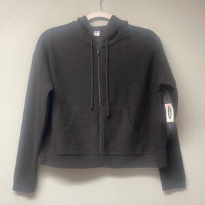 Old Navy Black Heathered Zip-Up Hoodie